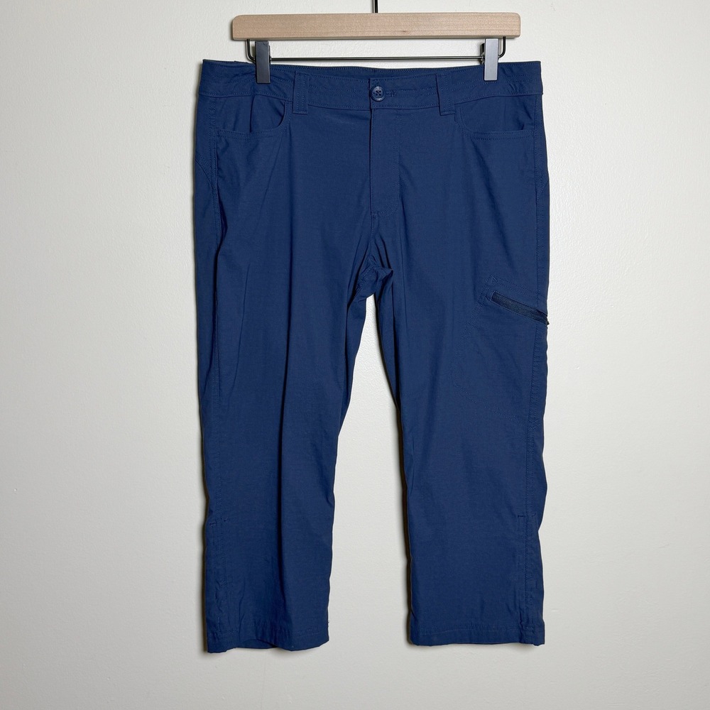 Eddie Bauer Womens Pants 10 Blue Hiking Capri Cargo Stretch Lightweight Gorpcore